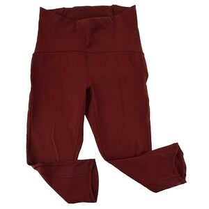 Lululemon Train Times Crop 17 Womens Size 4 Maroon Red High Rise Leggings Pocket